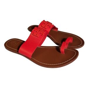 Tory Burch Marica Sandals Womens Size 9M Patent Leather Toe Ring Red Flip Flops